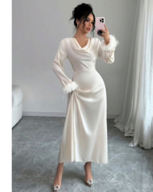 Silk dress with fur